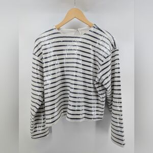 Frame Sequin Striped Top Shirt Size Medium